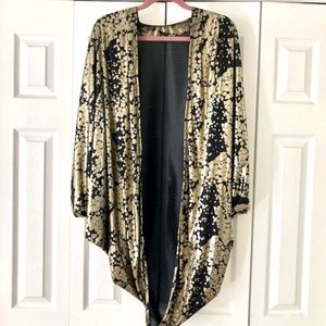 Vintage 80s Metallic Gold and Black Oversized Cardigan Shrug